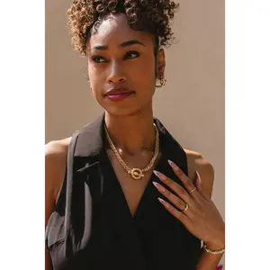 Angela Gold Roped Open Circle Necklace