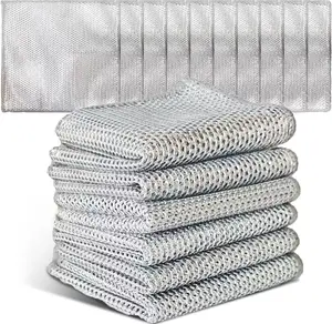 EytGva10 PCS Non Scratch Steel Scrubbers Wire Dishwashing Rags Metal Dish Cloth,Alternative to Steel Wool Scrubbers, Multifunctional Kitchen Cleaning Cloths for Pots,Pans,Dishs,Flatwarel