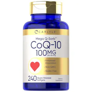 Carlyle CoQ10 100mg | 240 Softgels | Mega Q-Sorb Coenzyme Q-10 | with Black Pepper Extract | Non-GMO, Gluten Free Supplement