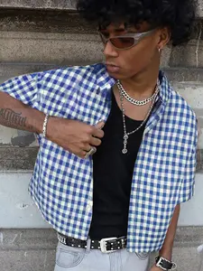 Men's Plaid Checkered Gingham Shirt Short Sleeve Regular Fit Casual Style Summer Essential Trendy Daily Wear, Perfect for Everyday