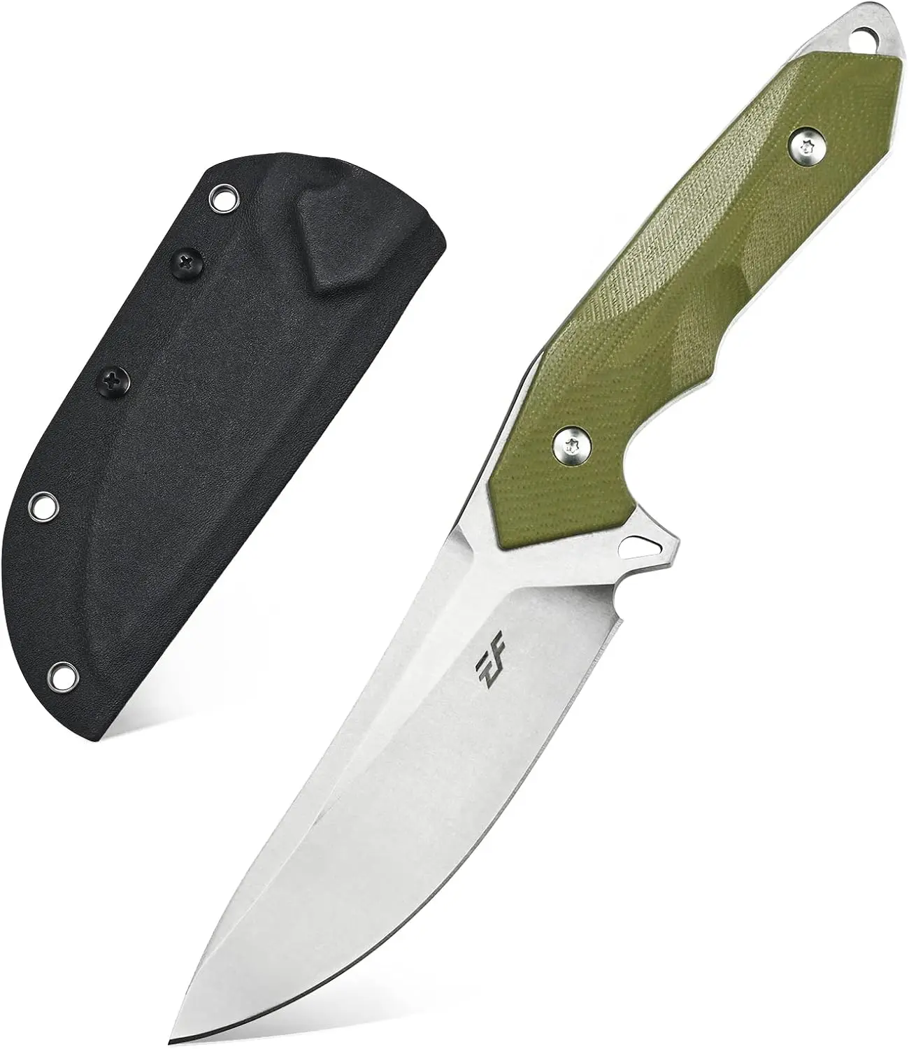 Eafengrow EF122 Fixed Blade Knife, D2 High Carbon Steel Blade, G10 Fiberglass Handle Full Tang Utility Straight Knife with Kydex Sheath for Daily Use Camping Hiking Fishing