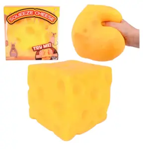 Squishy Cheese Block - Yellow, moldable fidget Toy with Squeeze Feature, Ideal for Play and Relaxation