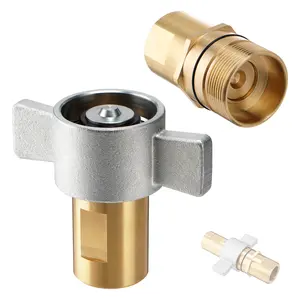 1" NPT Wet Line Wing Nut Hydraulic Quick Disconnect Coupler/Coupling Set, Heavy Duty Brass For Live Dump Trailer Hydraulic Systems