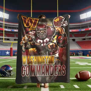 Washington Commanders Player Theme Flannel Blanket, Large Size, Soft Lightweight Warm, Perfect for Bed Sofa Office Camping Travel, Cozy Throw Blanket