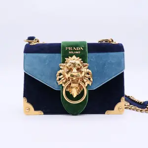 Pre-owned PRADA calfskin Shoulder Bags Animalier Cahier Crossbody Bag City Calf and Suede B21441