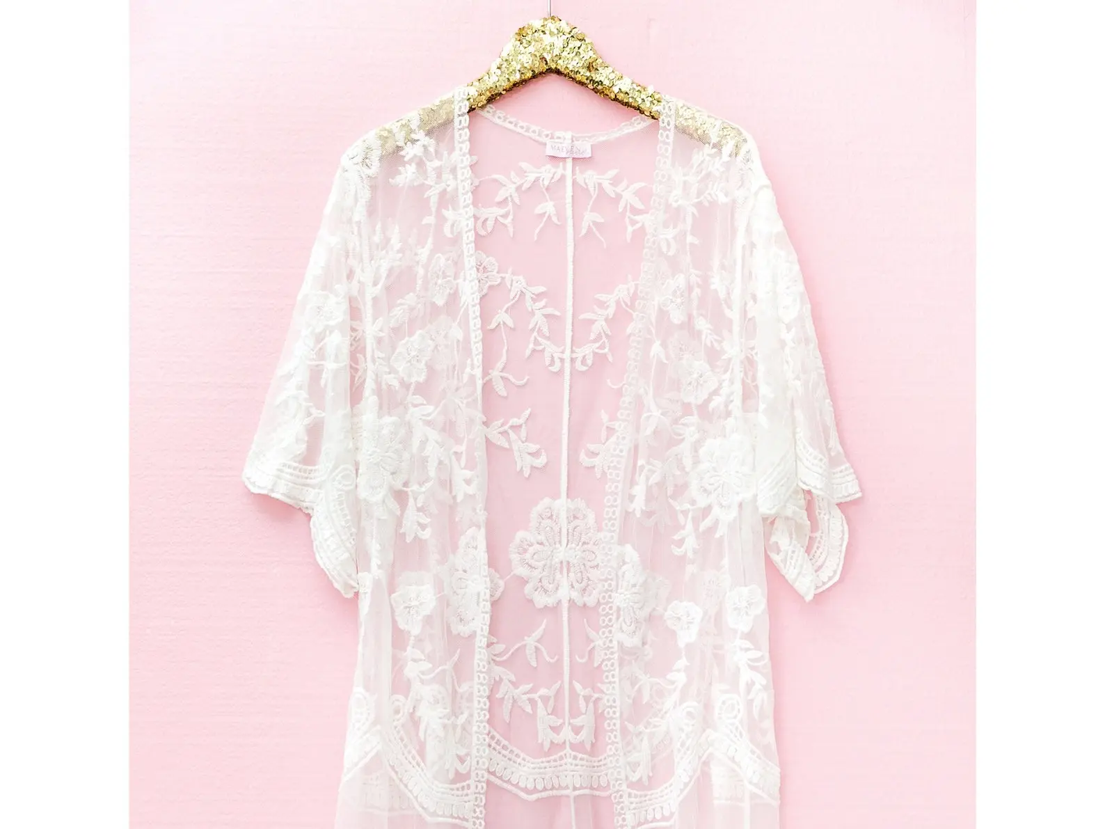 White Lace Kimono - Bridal Lace Robe - Boho Cardigan - White Beach Cover-up - White Shawl - Boho Style Design