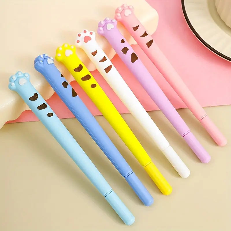 6/12Pcs Kava Cat Claw Gel Pens, Ultra Fine Tip, Personalized Plastic, Soft Rubber Grip, Suitable for School, Office, Home and Student Rewards