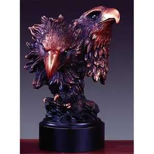 Marian Imports F Two Eagle Heads Bronze Plated Resin Sculpture