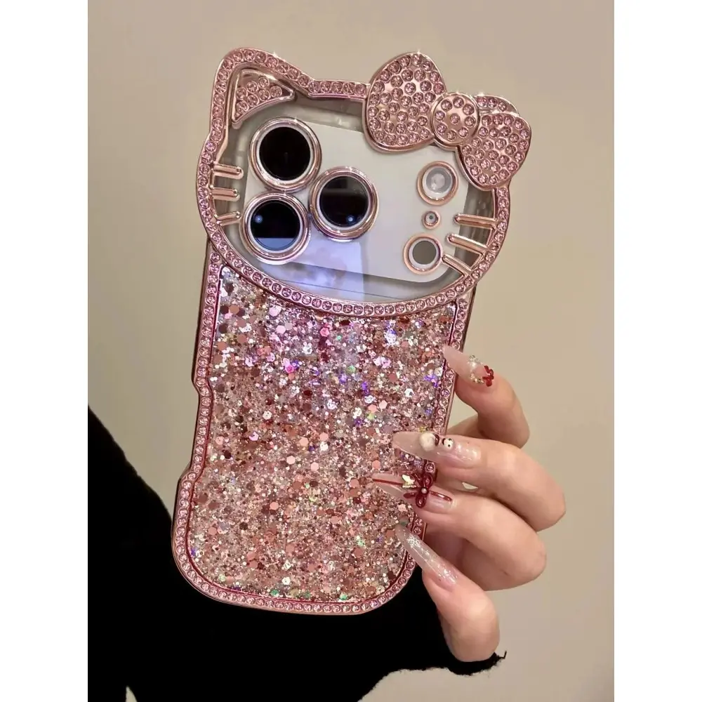 Cute and Luxurious Glitter Kitten Phone Case Cover For iPhone 17 16 15 14 Shockproof Smartphone Cover Shock-Resistant Shockproof Protective Case Cellphone Casing