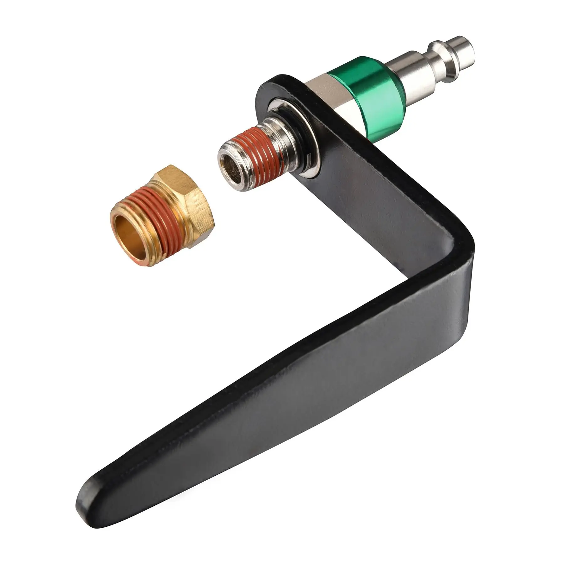 1-Piece Rust-Proofing Pneumatic Tool Hook with 1/4"NPT, 360° Rotation L-Shape, Brass Joints, 5mm Metal Adapters, Quick Joint - Lightweight, Easy to Install for Hanging Air Blow Guns, Pneumatic Nail Guns - Boosts Industrial Work Efficiency