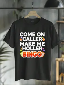100% Cotton Cute Bingo Design For Men Women Casino Game Bingo Lovers T-Shirt Short Sleeve T-Shirt Women's Men's Graphic Tee Causal Tops