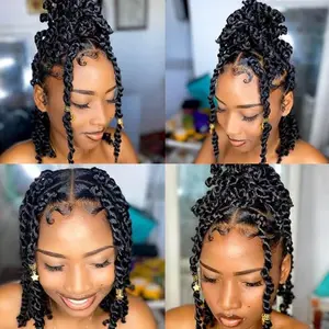 Passion Twist Hair Water Wave Crochet Braids for Black Women 6 Packs 8 Inch Short Bohemian Curly Hair for Passion Twist Crochet Hair(8inch, 1B)