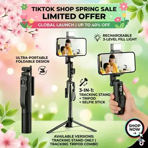AI Auto Face Tracking Tripod with 63" Selfie Stick Tripod | Smart Face Tracking Phone Holder with LED light for TikTok Live & Vlogging | Gesture Control & Bluetooth Remote | Perfect for Content Creator | Gift for Boy & Girl Friend | Spring Glow Up