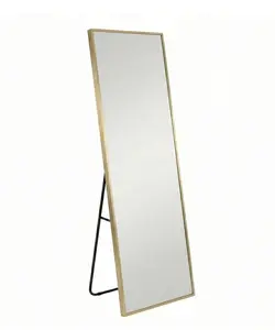 71"x16" Full Length Mirror Floor Standing, Anti-Rust Aluminum Frame, Rectangle, Gold