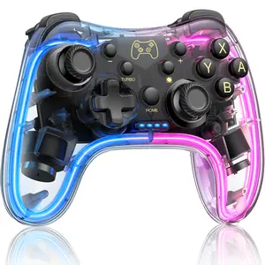 Switch Pro Controller for Switch/Lite/OLED With Breathing LED, Wireless Switch Controllers Remote Supports Multi-Platform&App with Turbo, Wake-up, Vibration,Transparent