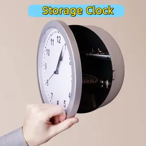 Vintage Wall Clock with Hidden Storage, Silent Battery-Powered Decorative Clock, Secure Jewelry Box for Living Room