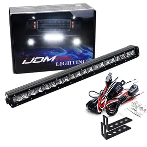 iJDMTOY Lower Grille 20-Inch LED Light Bar For 09-13 GMC Sierra 1500 & 08-14 2500 3500 HD, Includes (1) 100W LED Lightbar, Lower Bumper Opening Mount Brackets & On/Off Switch Wiring