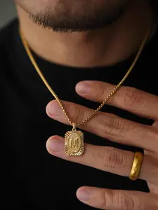 Fashion Letter Detail Pendant Necklace for Men & Women, Textured Metal Design Stainless Steel Jewelry for Party, Daily Decor, Trendy All-match & Exquisite Jewelry for Birthday Gift, Fashionable Jewelry Accessories