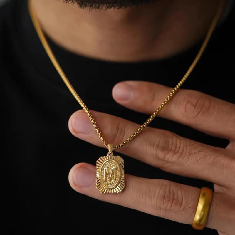 Fashion Letter Detail Pendant Necklace for Men & Women, Textured Metal Design Stainless Steel Jewelry for Party, Daily Decor, Trendy All-match & Exquisite Jewelry for Birthday Gift, Fashionable Jewelry Accessories