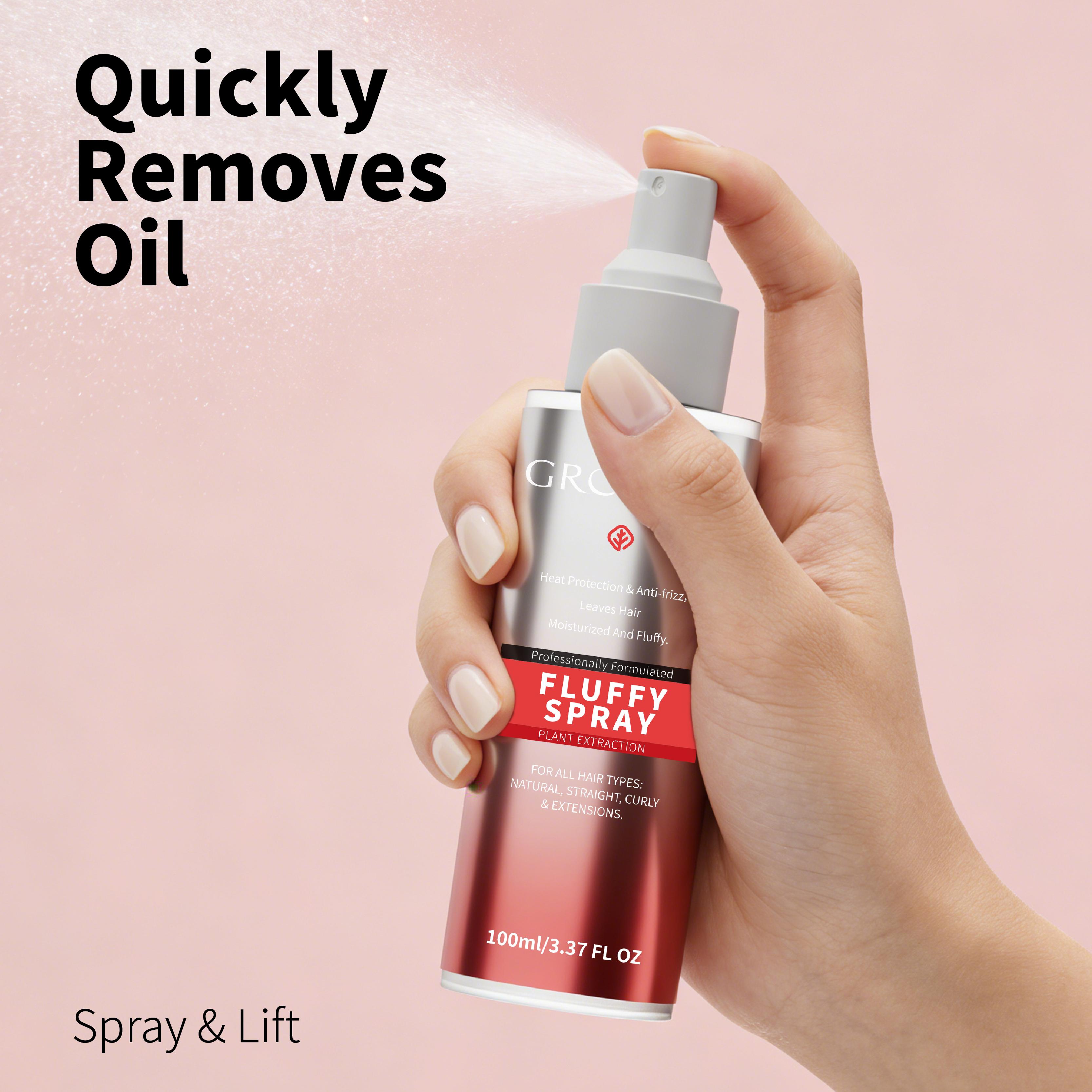 GRODOM No-Wash Day Fluffy Spray 100ml Coconut Oil Infused Haircare Gel for Effortless Volume Heat Protection up to 230°C Clump Proof Blowout Volumizing Lengthening Curl Mousse