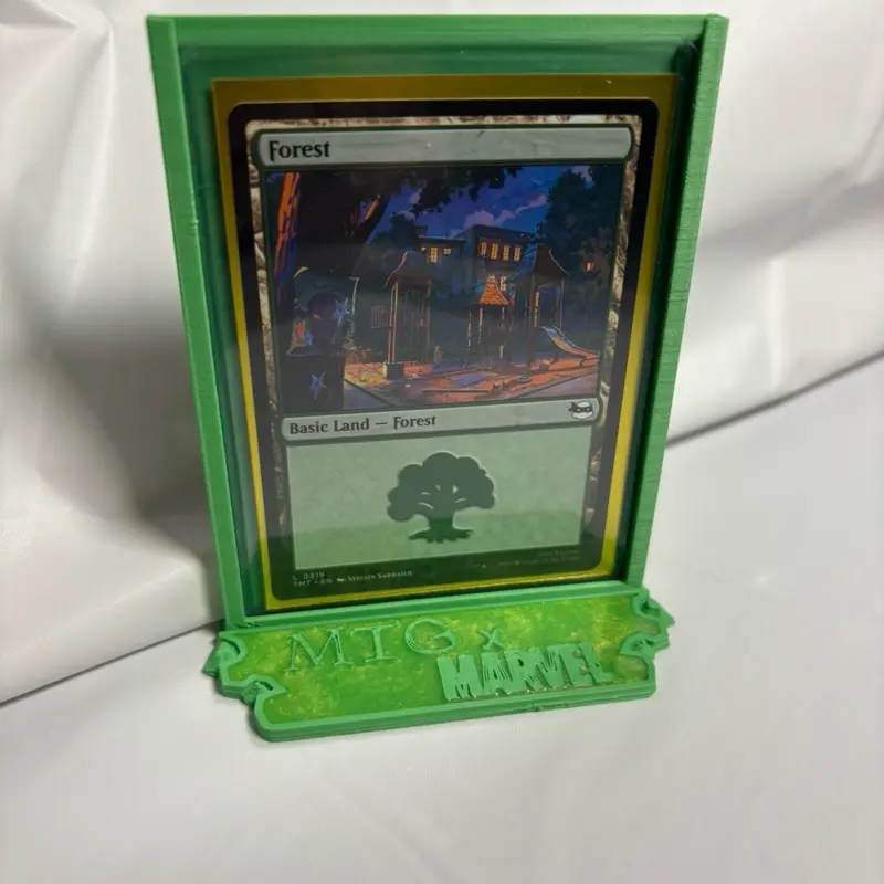 MTG x MARVEL Custom 3D Top-Loader Holder / Stand for Green Forest Mana! Acrylic Pearl Filled! hot price
