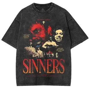Sinners T-Shirt, Vintage Movie 2025 Unisex Horror Action Film Acid Tee Oversized Cotton Graphic Tee Shirt, Men Gifts