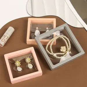 3D Floating Display Box, Dustproof Jewelry Packaging, Transparent Hanging Storage Box for Storing Necklaces, Bracelets, Rings, Coins, Earrings, and Pins, with Elastic Film, Gift Box for Retail and Personal Use.