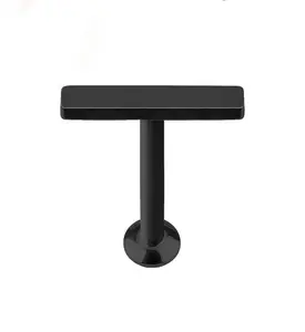 16G PVD Black Medium Bar Internally Threaded Flat Back Steel Post