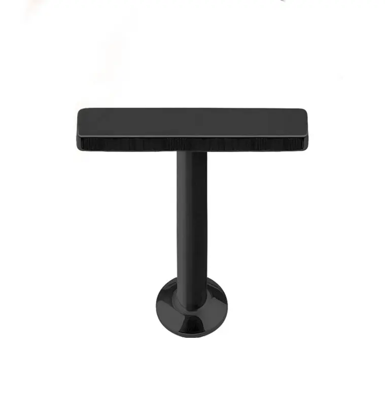 16G PVD Black Medium Bar Internally Threaded Flat Back Steel Post