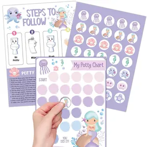 Mermaid Potty Training Chart for Toddler Girls - Potty Training Sticker Chart for Girls Potty with Sticker, Sticker Chart for Kids Potty Training Reward Chart, Kids Reward Chart