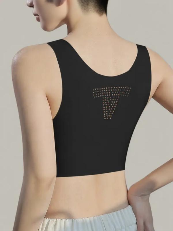 Wireless invisible strapless vest, women's seamless corset bra, wide shoulder strap design, light and breathable fabric, girls disguise as boys, tomboy corset underwear, large and small chest effect, flat chest shaping, Seamless Sports Bras