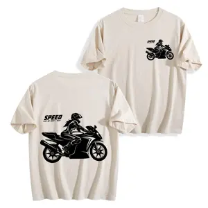 women's T-shirt Speed Rider Motorcycle Solid color printed short sleeved women's top White, black, khaki Fashion daily women's clothing