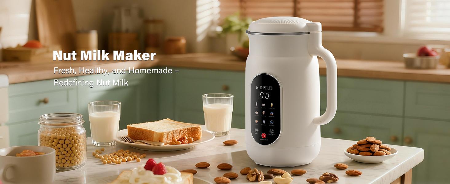 51oz Nut Milk Maker, 10-in-1 Nut Milk Machine with 140℉ Heating & 8H Keep Warm, Touch Screen Plant-Based Milk Maker for Almond, Oat & Soy, 12H Delay Start & Self-Clean, Noise ReductionSummervibes