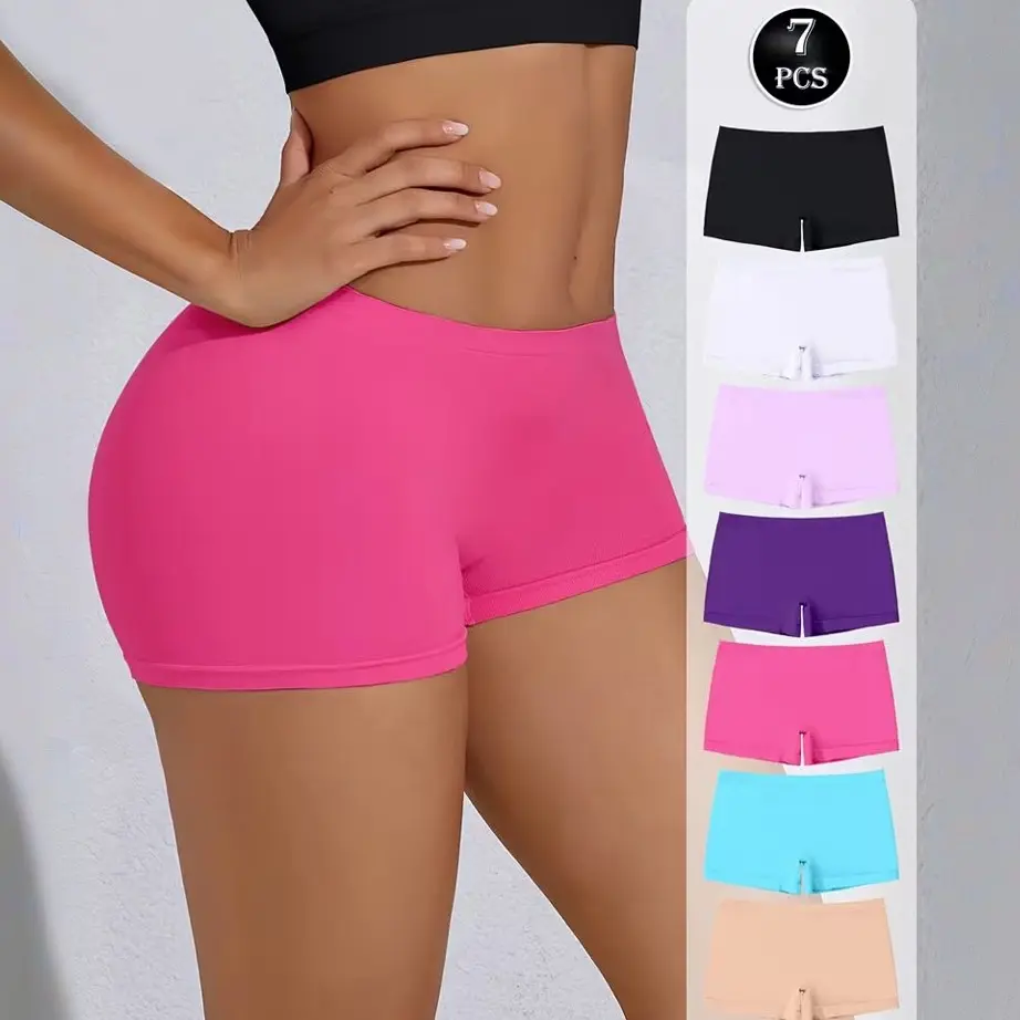 Women's Seamless Boxer Briefs-Mid-Rise High Support No Show Panties, Soft Breathable Fabric,Everyday Comfort & Lifestyles, Simple Design, Smooth Texture, Workout Underwear, Minimalist Style, Durable Construction, Multipack Underwear, Workout Essentials