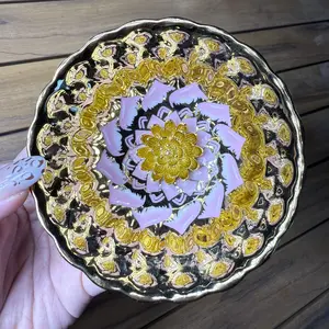 Jian Zhan Teacup Golden Lotus Implies Good Luck Elegant Gold Finish with Intricate Lotus Design for Tea Lovers