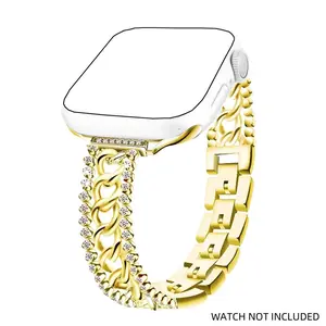 Chain Bracelet Watch Band, Smart Watch Straps, Rhinestone Decor Watch Band for Women, Smart Watch Accessories Compatible with Apple Watch Series 9/8/7/6/5/4/3/2/1/SE, Wearable