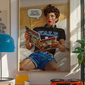 Queer Western Cowboy, Vintage Cigarette Ad, Cowboy - Harvard University, College Room Wallart, Room Decor, Unframed