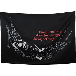 Emily The Strange Gothic Wall Tapestry, Home Decor Hanging for Living Room Bedroom, Indoor Black Home Supplies Tapestry