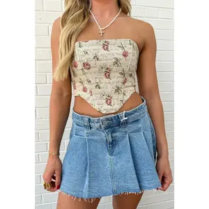 Paige Pleated Denim Skirt