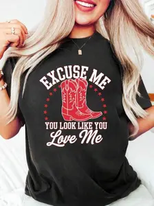 Lady's Fitted Short-Sleeve T-Shirt - Soft Cotton, Round Neck, Unisex Love Quote Print, Casual Streetwear, Made in USA, Partner Gift