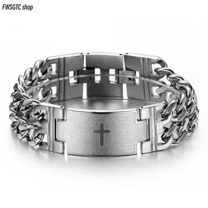 2026 Popular Unisex Double-Row Titanium Steel Bracelet, Punk Cross Motif Couple Jewelry. Stylish Durable Fashion Accessory for Men & Women Daily Matching