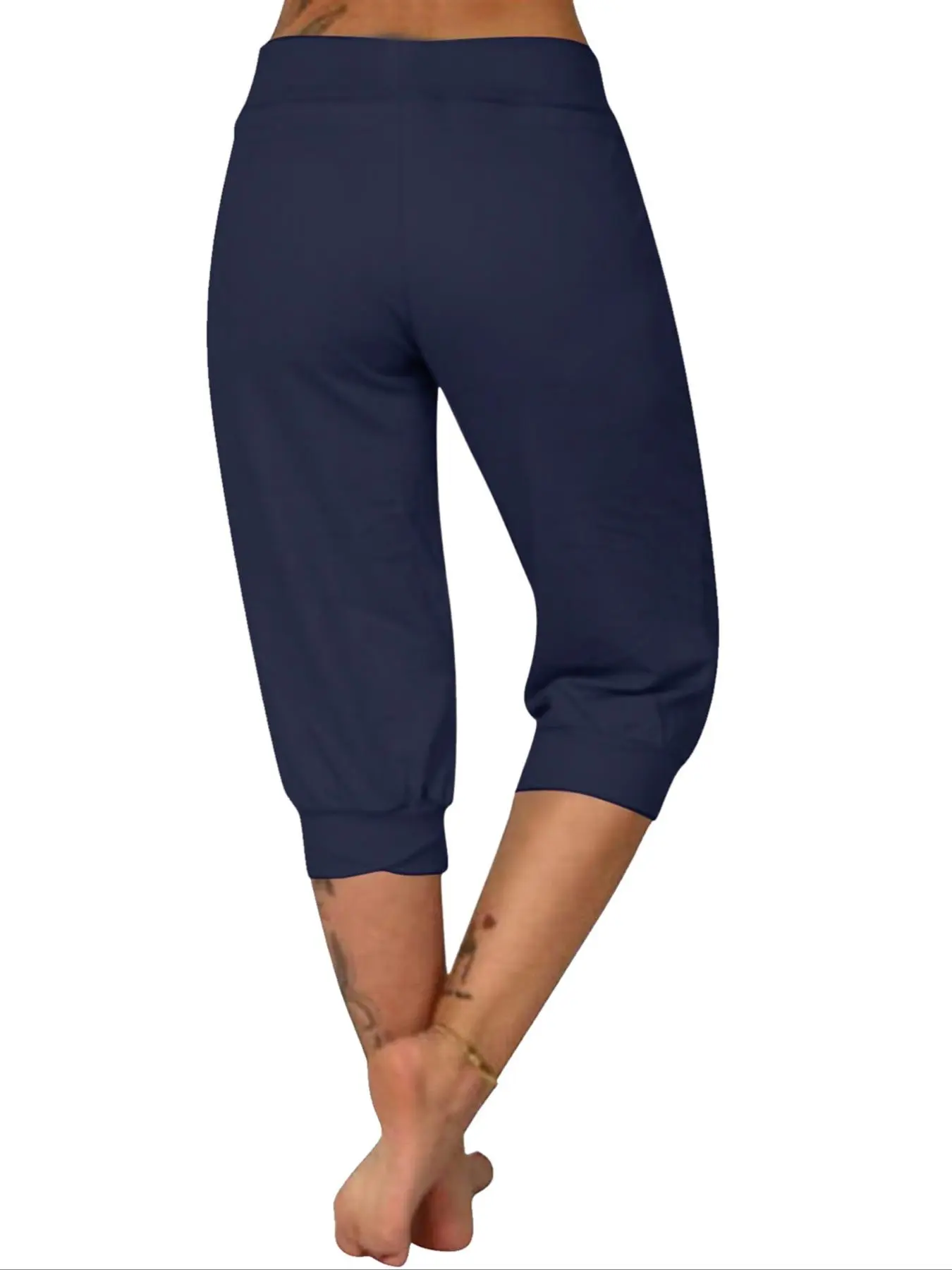 【Plus Size】 Solid Color Capri Pants, Casual Comfy Capri Trousers for Daily Wear, Women's Bottoms for Summer, Casual Outdoor Pants