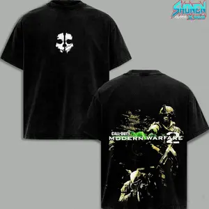 Call Of Duty Modern Warfare II Tactical Graphic Tee, Vintage Washed Y2K Oversized Streetwear, Heavyweight Cotton Premium Fit, Action Game Merch, Gaming Fashion, Gift, Retro Dark Urban Aesthetic Shirt G7E