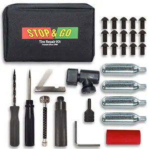 Stop & Go 1001 28 Piece Tubeless Tire Pocket Plugger Repair Kit & CO2 for Punctures and Flats on Motorcycle, ATV, & Utility Vehicle