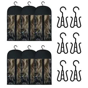 Wig Storage Bag with Hook, 6 Counts Dustproof Zipper Wig & Hair Extension Hange