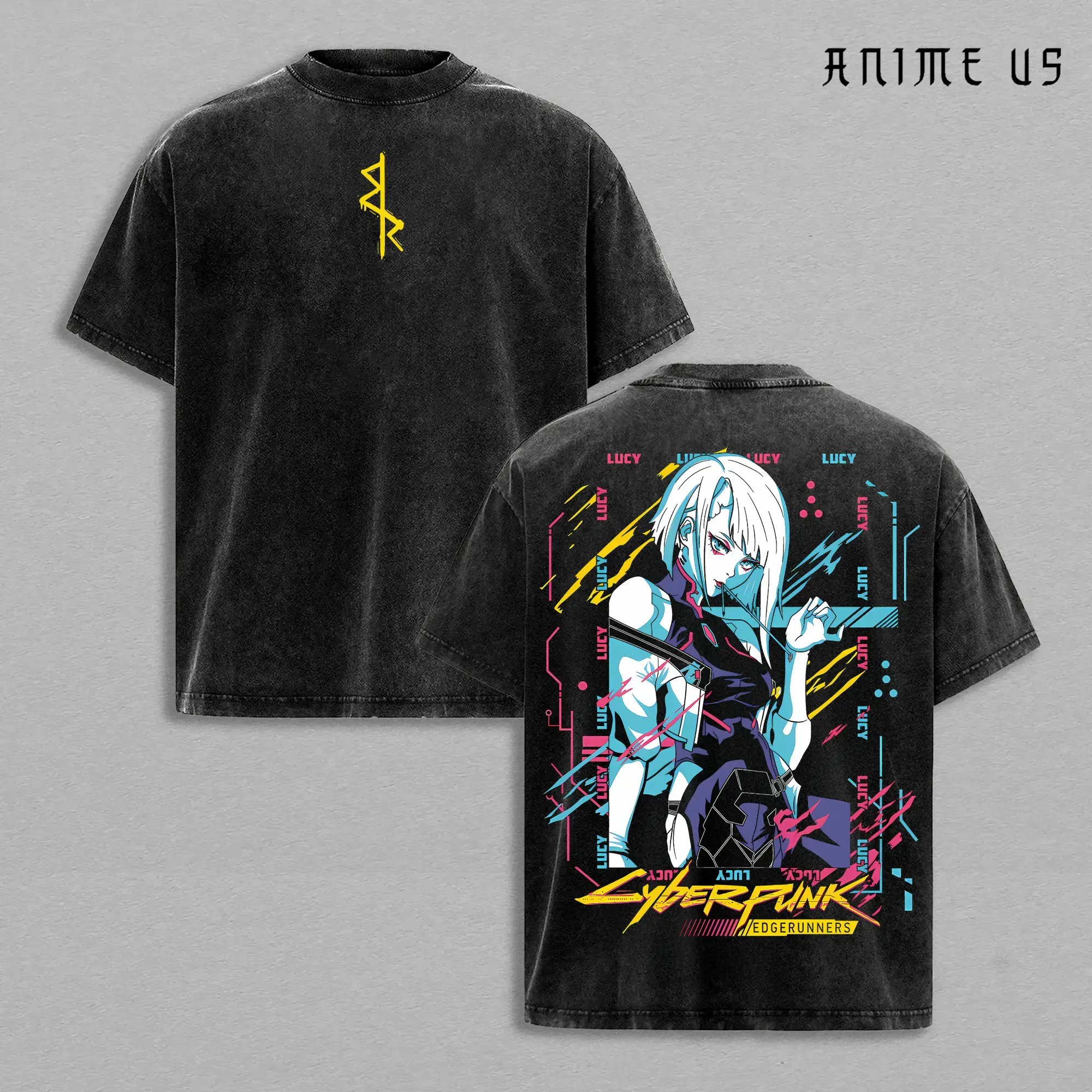 Retro Limited Edgerunners Neoncore Lucy Unisex Acid Washed Lightweight Shirt & Hoodie, Edge Runner Shirt, Cyberpunk Edgerunners, Lucy Shirt, Fabric Top Cotton