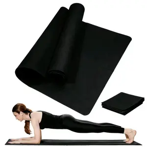 3mm thick black yoga mat suitable for both men and women, anti-slip and cushioning fitness mat, sports mat, suitable for home and studio workouts, Pilates and yoga, lightweight and durable
