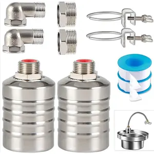 2PCS Float Valve,1/2" to 3/4'' float valve, 304 Stainless Fully shut off valve, Controller for Tank, Pool, Livestock Troughs.
