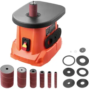 VEVOR Oscillating Spindle Sander, 2000RPM Benchtop Spindle Sander with 6 Sleeves (1/2 - 3), 0.59 Stroke Dust Connection Port for Furniture Finishing, Crafts Sanding, DIY WoodworkingVEVOR Super Brand Day