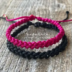 Destin II, His and Hers Bracelets, Black and Fuchsia, Couples Bracelet, Waterproof